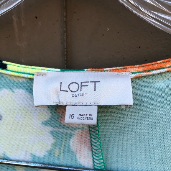 LOFT Outlet Size 16 Green Floral Cross Top Dress - Picture 2 of 4